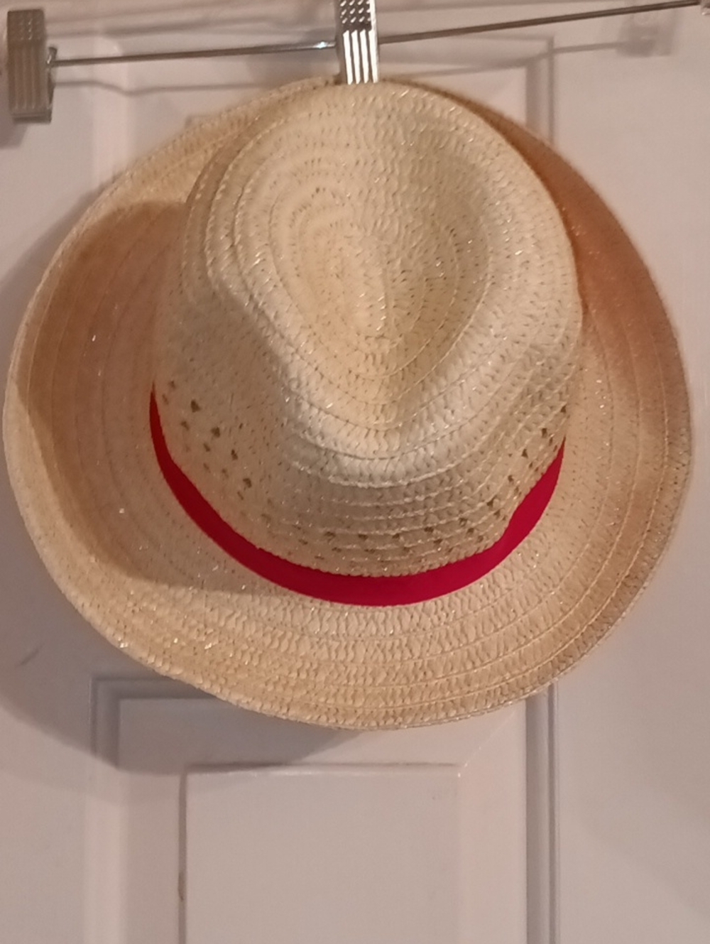 Straw Fedora Hat with Pink Band